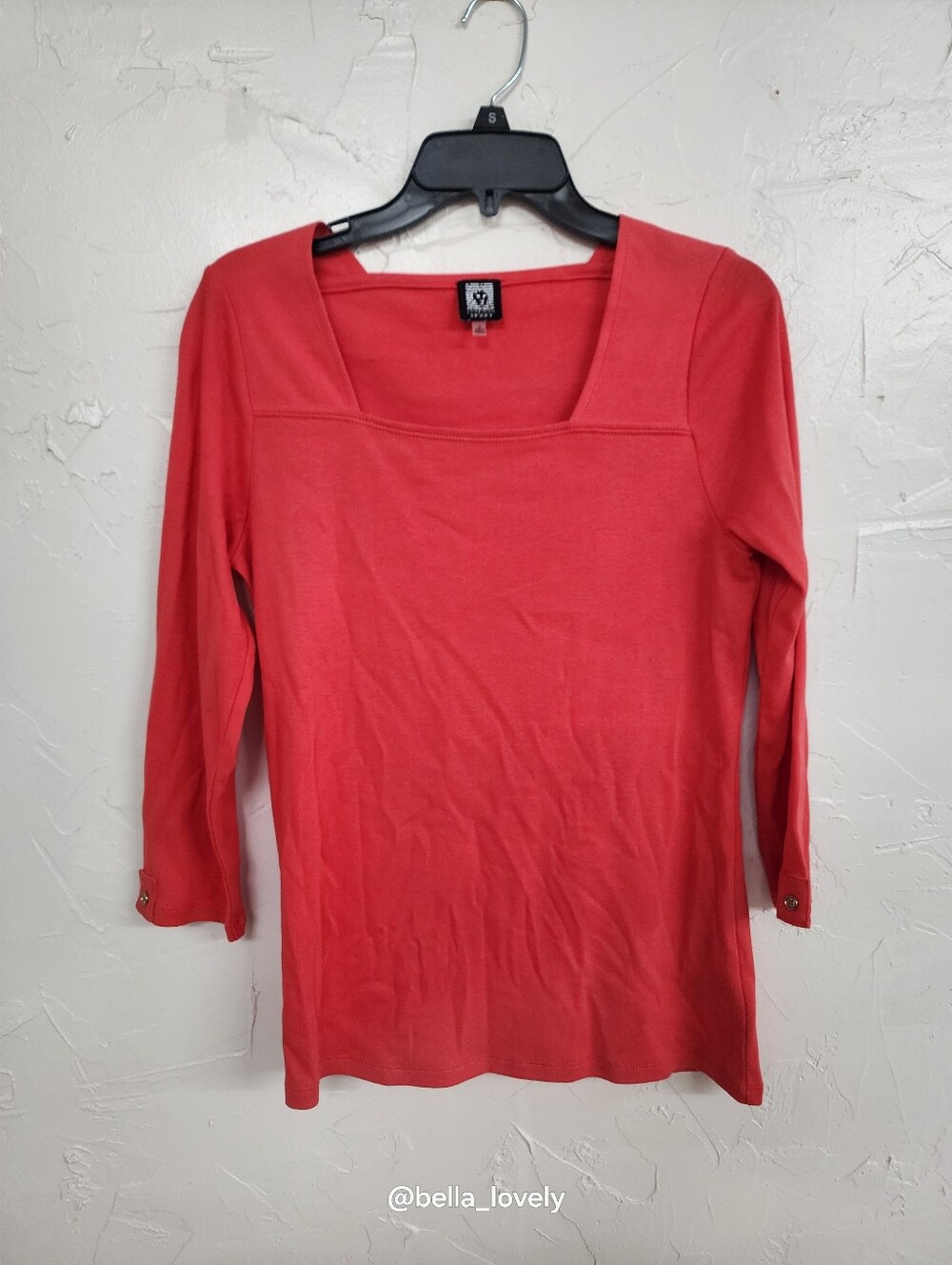 Anne Klein Coral Square-Neck Long Sleeve Top